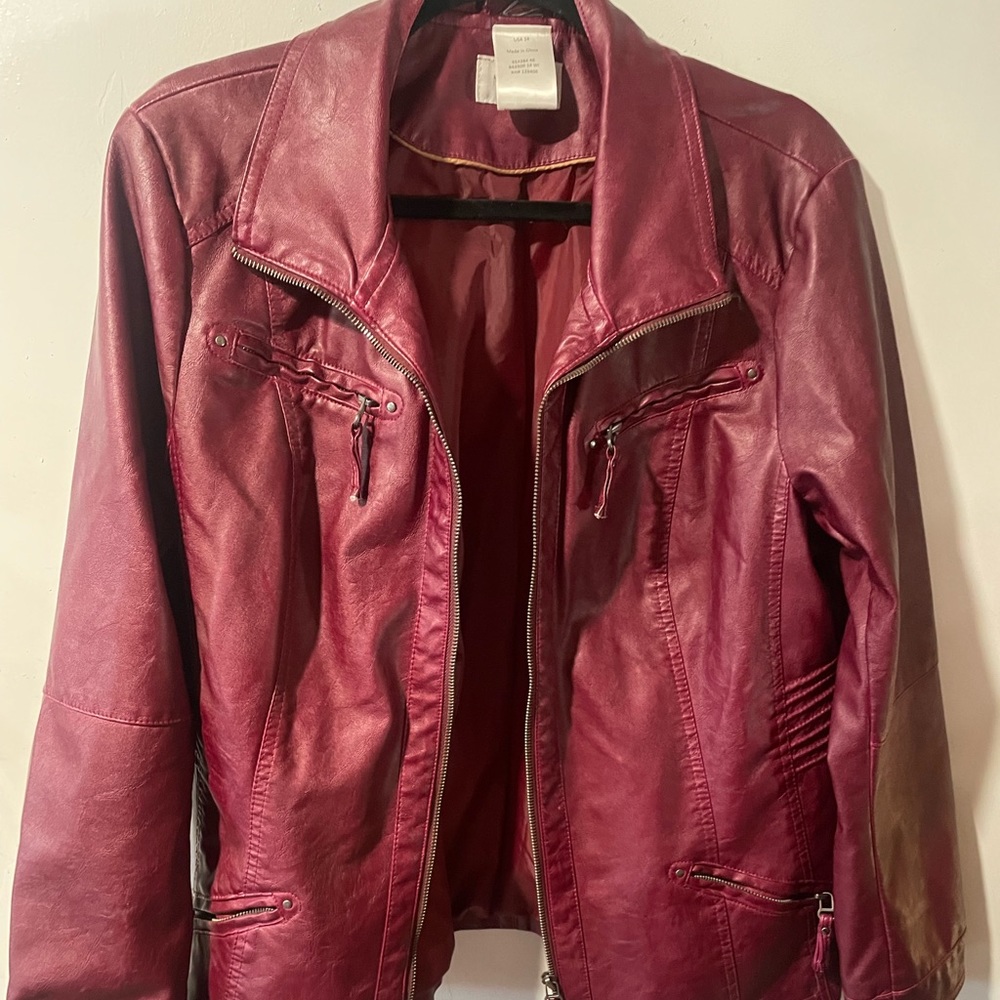Women’s large leather jacket maroon